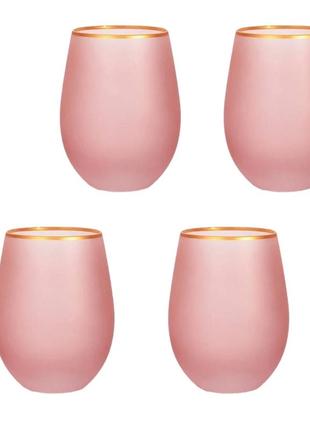 Набір стаканів рожевий для напоїв  з матового скла леді пінк 500 мл