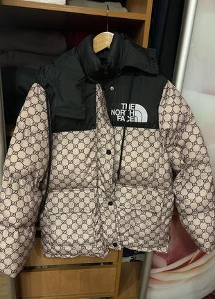 Пуховик, куртка еко пух у стилі gucci the north face