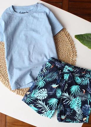 Якісний  фірмовий комплект на літо базова футболка + шорти в принт на малюка 1-2  роки