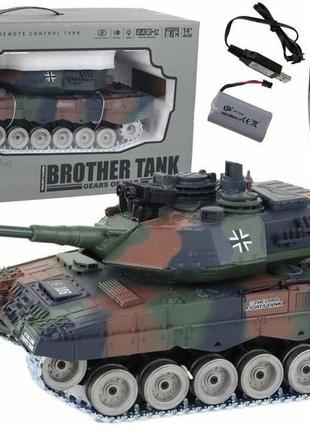 Детский танк на радиоуправлении brother tank leopard 2 1:18. стреляет пульками