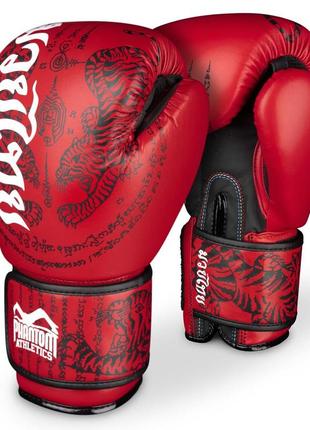 Боксерские перчатки phantom muay thai red 12 унций (бинты в подарок) pro_3490