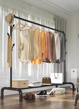 Напольная вешалка для одежды 110х150см clothes rack стойка для вещей и обуви черная pro_540