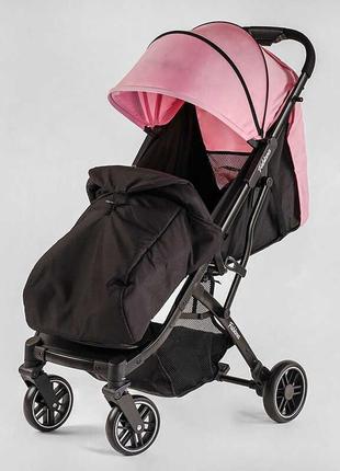 Візок прогулянковий дитячий "joy" fabiana 65102 (1) колір рожевий, рама сталева, футкавер, підсклянник, телескопічна ручка5 фото