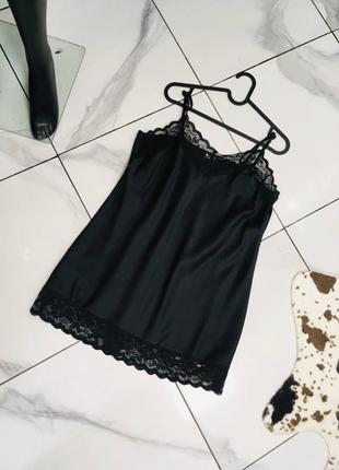 Чёрная ночнушка платье-комбинация с кружевом esmara4 фото