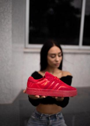 Кроссовки женские adidas samba красные (адидас самба, кросівки)