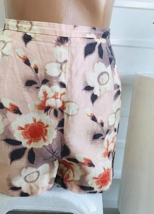 Красивые брендовые легкие стильные шорты в цветочный принт с высокой посадкой 🌺3 фото