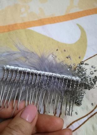 Заколка -гребешок для волос с перьями5 фото