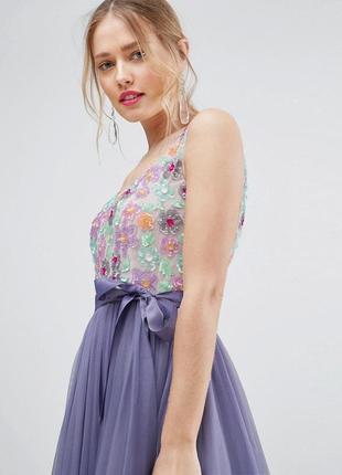 Пишна лавандова тюлева сукня розшита паєтками3 фото