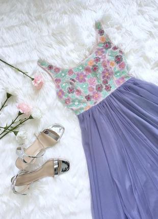 Пишна лавандова тюлева сукня розшита паєтками5 фото