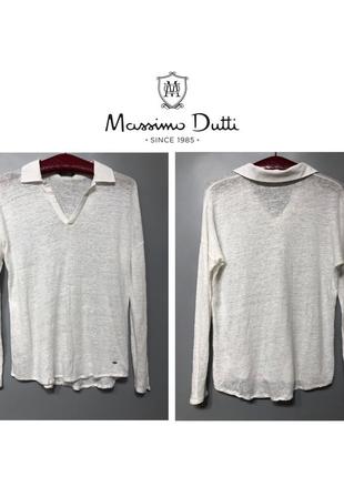 Massimo dutti белая кофта блузка лонгслив полупрозрачная классическая лён хлопок