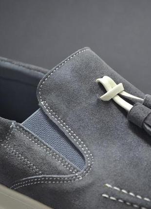 Мужские модные замшевые туфли лоферы серые ikos 27433 фото
