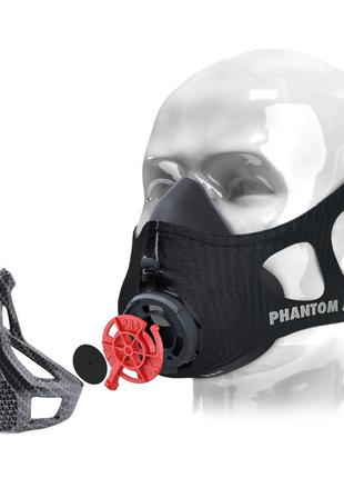 Маска для тренування дихання phantom training mask carbon s3 фото