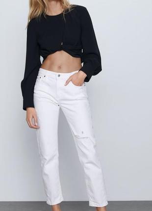 Красивые стильные белые джинсы zara премиум - коллекции