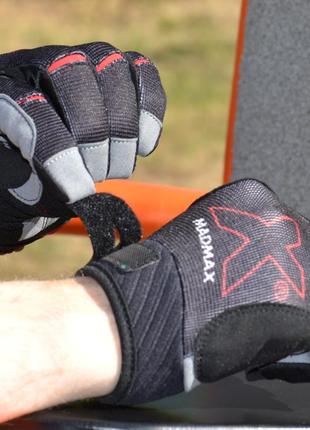 Рукавички для фітнесу madmax mxg-103 x gloves black/grey l7 фото