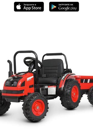 Детский электромобиль трактор с прицепом bambi m 4419eblr (2 мотора по 35w, usb, пульт управления) pro_215