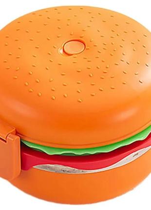 Качественный, оригинальный ланч бокс с металлической основой гамбургер, 1280 мл3 фото