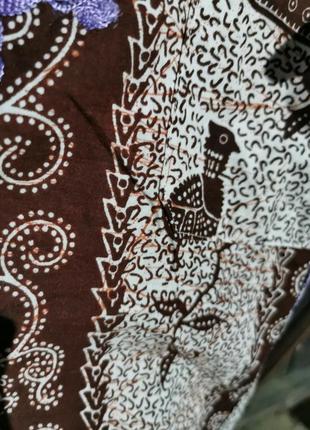 Блуза туника в принт узор в этно бохо стиле батал коттон с карманами вышивкой5 фото