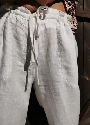 Льняные штаны брюки на резинке высокая посадка прямые marks&spenser3 фото