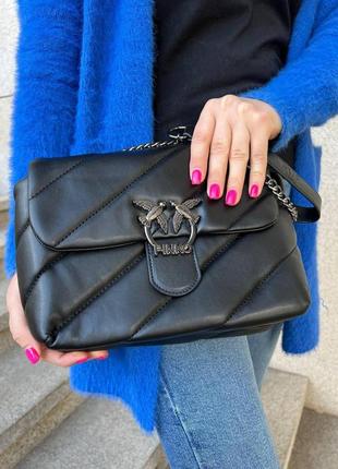 Женская сумка из эко-кожи pinko puff black пинко молодежная, брендовая сумка маленькая через плечо4 фото