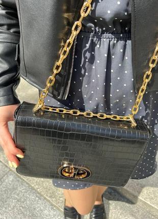 Жіноча сумка з еко-шкіри dior caro croco діор молодіжна, брендова сумка через плече7 фото