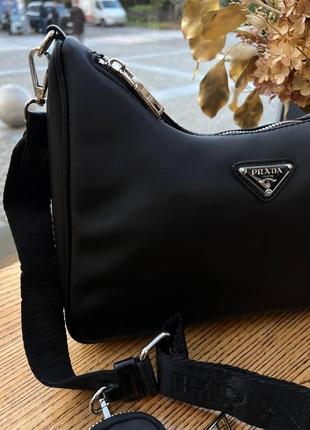 Женская сумка prada big re-edition black прада маленькая сумка на плечо красивая, легкая сумка из эко-кожи3 фото