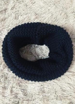 Шарф хомут вязаный черный