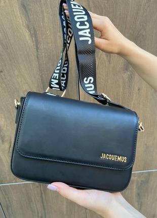 Женская сумка из эко-кожи jacquemus le chiquito black молодежная, брендовая сумка-клатч маленькая через плечо2 фото