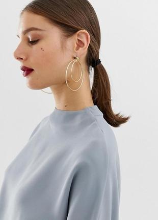 Серьги двойные кольца asos сережки под золото геометрия кульчики кільця золотисті