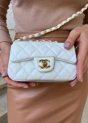 Жіноча сумка chanel mini молодіжна сумка шанель міні через плече з м'якої екошкіри витончена брендова сумочка