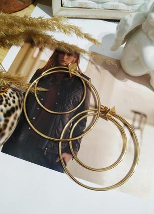 Серьги двойные кольца asos сережки под золото геометрия кульчики кільця золотисті4 фото