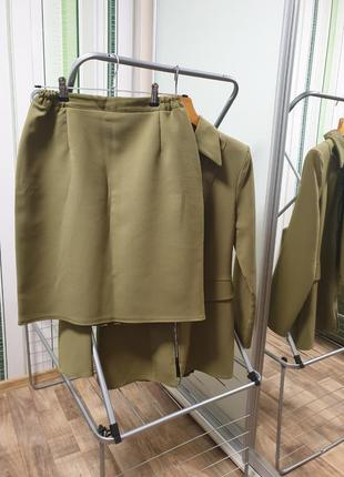 Костюм классический тройка юбка пиджак брюки1 фото