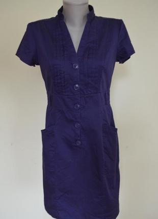 Красивое стильное котоновое платье на пуговицах фиолетовое1 фото