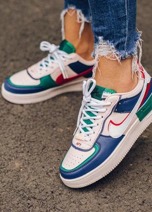 Кроссовки женские nike air force 1 white green blue