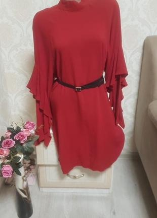 Шикарное платье глубокого красного цвета,красивый рукав2 фото