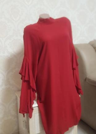 Шикарное платье глубокого красного цвета,красивый рукав7 фото