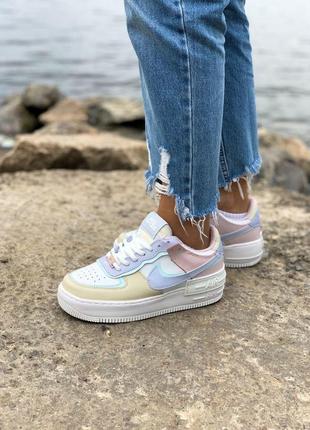 Жіночі кросівки nike air force 1 shadow pastel шкіряні (36-40)💜3 фото