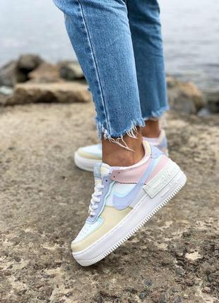 Жіночі кросівки nike air force 1 shadow pastel шкіряні (36-40)💜4 фото