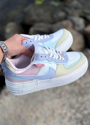 Жіночі кросівки nike air force 1 shadow pastel шкіряні (36-40)💜6 фото