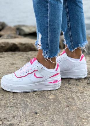 Жіночі кросівки nike air force 1 shadow зі шкіри білий колір (36-40)💜