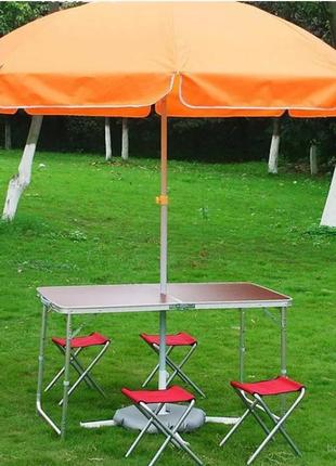 Стол алюминиевый раскладной для пикника + 4 стула, чемодан красный salemarket3 фото