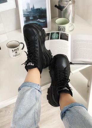 Кросівки prada milano sneakers block triple black кроссовки8 фото