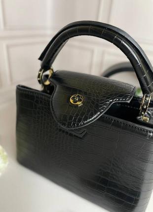 Сумка женская louis vuitton capucines черная в стиле croc wb0024 фото