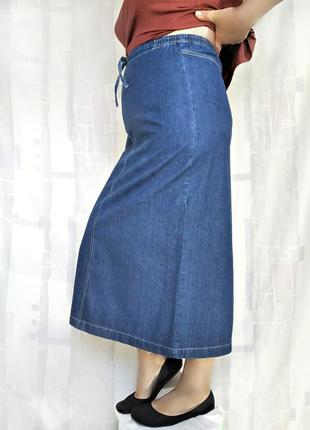 Джинсовая юбка-карандаш без застежки, 100% хлопок3 фото