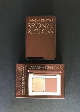 Палетка natasha denona bronze & glow duo mini румяна / бронзер / хайлайтер6 фото