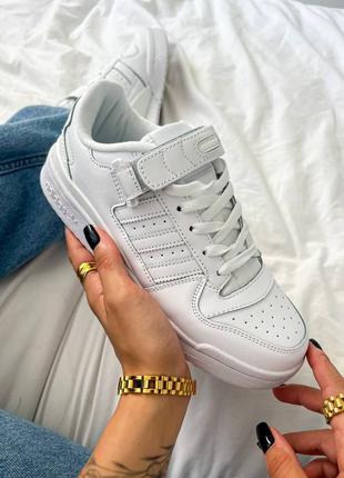 Жіночі кросівки adidas forum white з натуральної шкіри