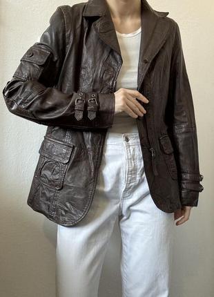 Шкіряна куртка коричнева шкірянка chevirex піджак шкіряний жакет шкіра блейзер косуха піджак бренд