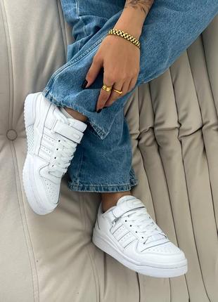 Женские кеды adidas forum white из натуральной кожи7 фото
