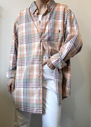 Бавовняна сорочка в клітинку сорочк оверсайз блузка в клітинку блуза коттон брендова сорочка оригіна