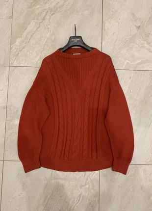 Вязаний оверсайз светр джемпер barbour оранжевий цегляний оригінал