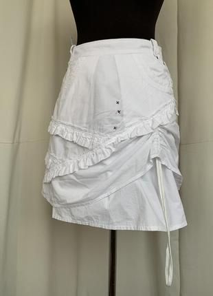 Спідниця гранд бохо біла з рюшами юбка коттон